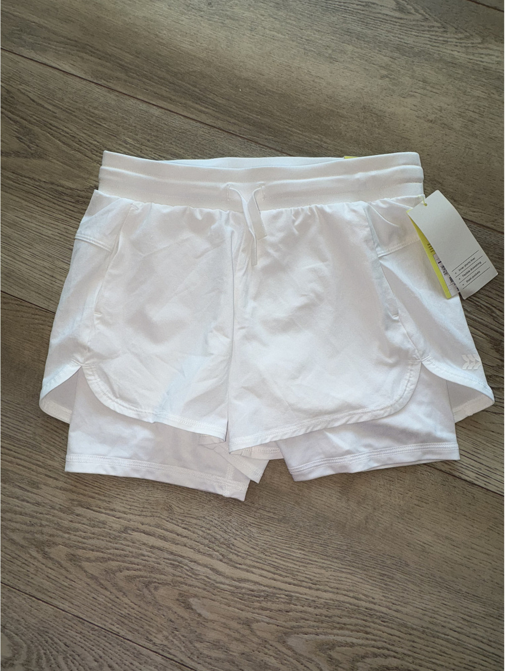 NEW! All in Motion GIRL'S Active Light 2-in-1 White Athletic Shorts, Size M